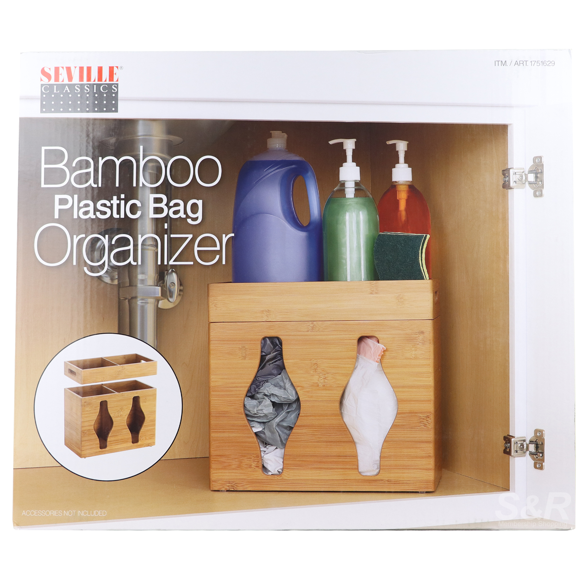 Seville Classics Bamboo Plastic Bag Organizer Seville Classics Bamboo Plastic Bag Organizer